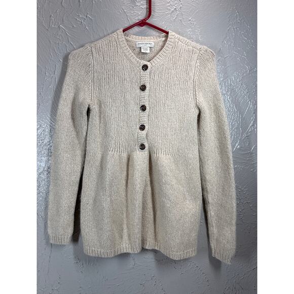 Banana Republic Beige Wool Blend Cardigan Button Up Angora Sweater Size Medium - Picture 1 of 4